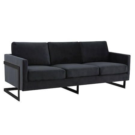 Leisuremod Lincoln 3-Seater Velvet or Leather Sofa with Stainless Steel Base LAB83BL