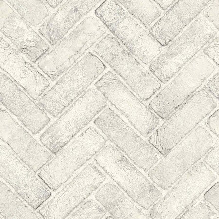 Chesapeake Canelle White Brick Herringbone Wallpaper 4134-72532