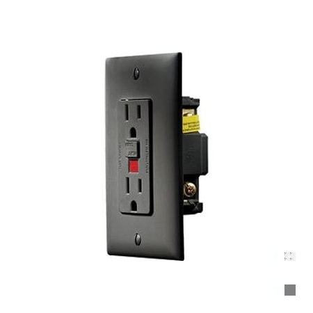 Rv Designer BLACK DUAL GFCI OUTLET W/COVER-PLATE S807