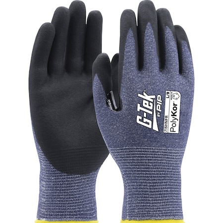 G-Tek Seamless Knit A3 Polykor Blended Glove w/Foam Nitrile Coated Grip on Palm&Fingers, Touchscreen, 12PK 10673