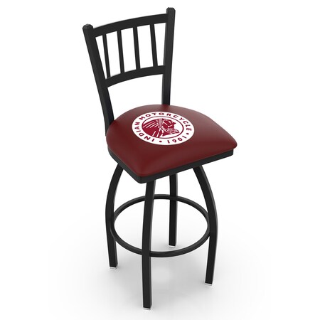 Holland Bar Stool Co 36" Blk Wrinkle Indian Motorcycle Swivel Bar Stool, Jailhouse Back L01836Indn-HD