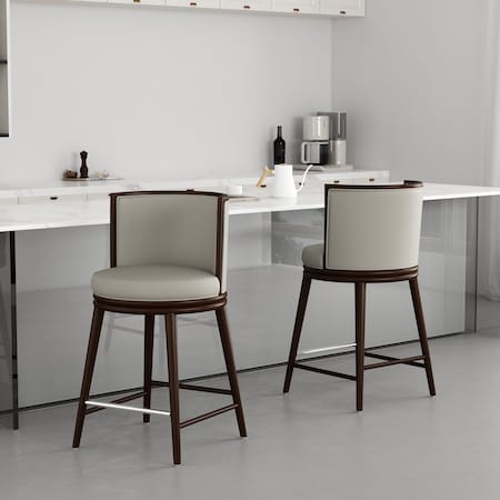 Manhattan Comfort Evalyn Counter Stool  in Stone - Set of 2 2-CS021-ST