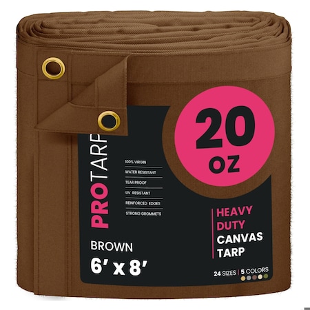 Protarp 6 ft. x 8 ft., 20 Oz, Brown, Polyester PT-402-6X8