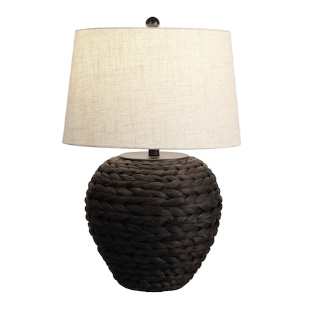 Jonathan Y Alaro 24.5" Farmhouse Coastal Water Hyacinth Basket LED Table Lamp, Black JYL6501D
