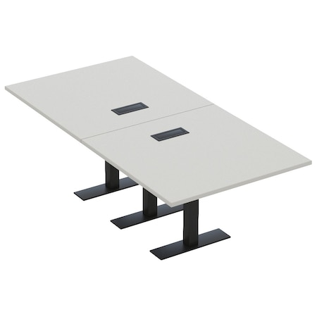 Skutchi Designs 8ft Rectangular Conference Table With Power | Harmony Series | 8 Person Meeting Room Table HAR-REC-48x96-T.BK-U779-EBLK
