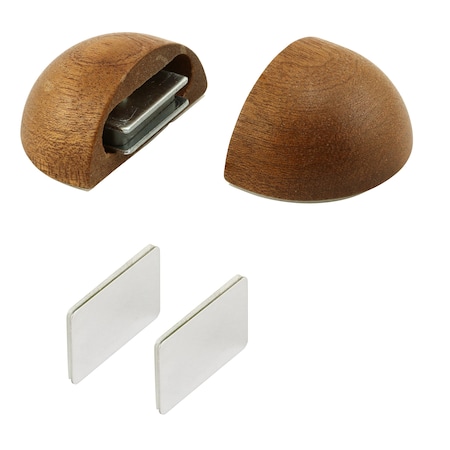 Prime-Line WORKPRO W133320 Wooden Adhesive Mounted Magnetic Dome Door Stopper, Sapelly Finish (2 Pack) W133320