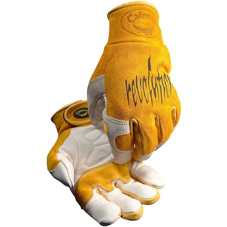 Caiman Premium Cow Grain TIG/MIG Welder's Gloves with Split Cowhide Back, Hook & Loop Closure 1828-6