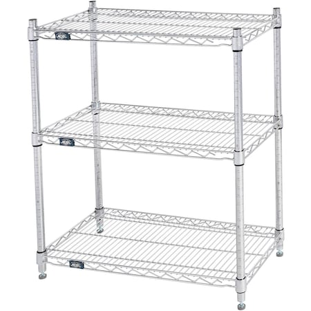 Global Industrial Nexel 3 Shelf, Stainless Steel Wire Shelving Unit, Starter, 30"W x 14"D x 34"H B3149659