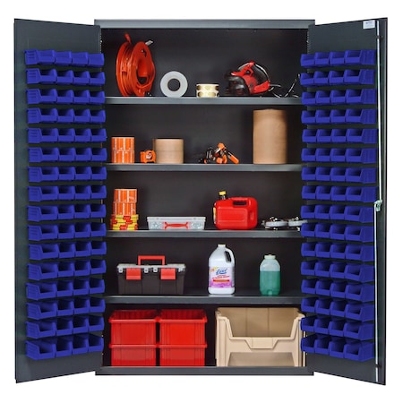 Quantum Storage Systems STORAGE CABINET W/128 BLUE BINS QSC-4803BL