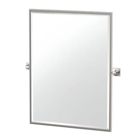 Gatco Waterline 32.5" Framed Rectangle Mirror, Satin Nickel 5599FS