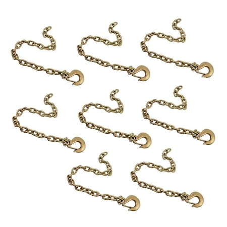 Mytee Products 3/8in x 36in Grade 70 Trailer Safety Chains w/ Forged Hook & Safety Clip, 8PK SC-3836x8