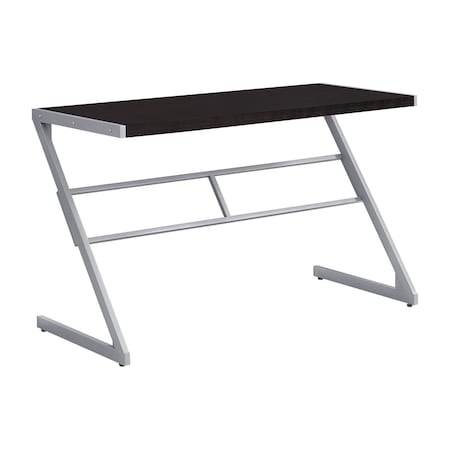 Homeroots 48" Dark Brown and Silver Computer Desk 333494