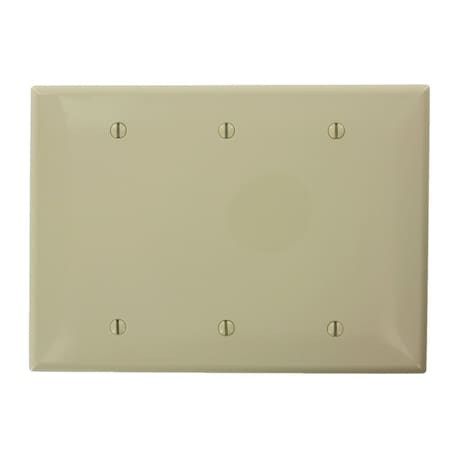Leviton Blank Wallplate, Midway Size, Gang 3, Ivory PJ33-I