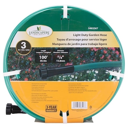 Landscapers Select 100 ft L Garden Hose, PVC Tube, Green GH-58503-1003L
