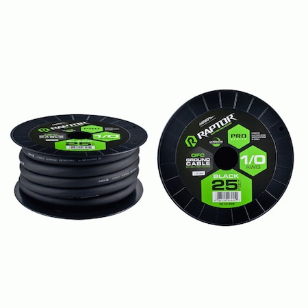 Raptor 25ft 1-0 AWG Bk Pro Series OFC Power Cab R51-0-25B