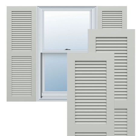 Ekena Millwork True Fit PVC Two Equal Louver Shutters, Hailstorm Gray, 15W x 45H, PR TFP101LVF15X045ST