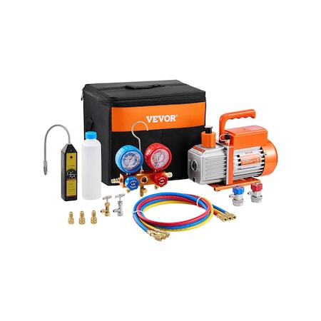 Vevor 4.5 CFM HVAC Single Stage Rotary Vane Vacuum Pump and Manifold Gauge Kit VP145