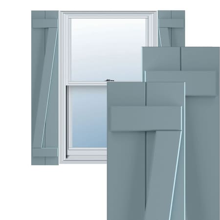Ekena Millwork True Fit PVC Two Board Joined Board-n-Batten Shutters w/Z-Bar, Peaceful Blue , 10 3/4W x 77H, PR TFP102BBF11X077SB