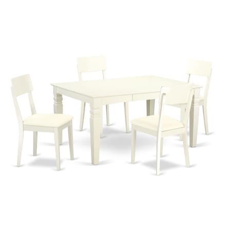 East West Furniture 5 Piece Dinette Set, Linen White, 5PK WEAD5-LWH-LC