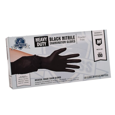 Empress Heavy Duty Nitrile Glove Medium, Black, 5 mil Exam Grade, 1000PK ENHDBLKM5
