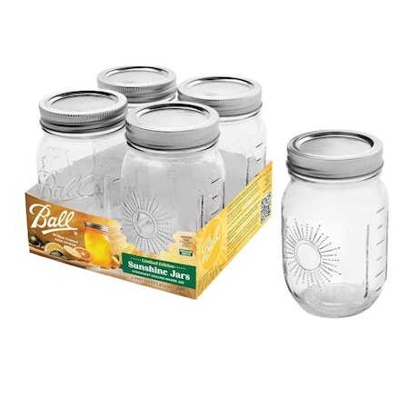Ball Limited Edition Series Sunshine Keepsake Mason Jar Set, 16 oz, Glass, 4PK 2214298