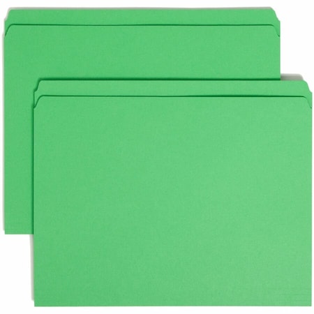 Smead Reinforced Tab Folder, Green, PK100, Tab Cut: Straight 12110