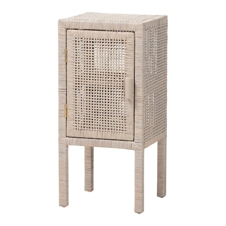 Bali & Pari Vivan Natural Rattan Nightstand, French Grey 272-14900-ZORO
