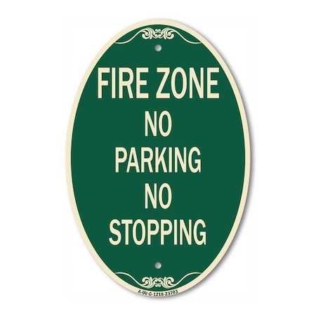 Signmission No Parking No Stopping, 12 Inch X 18 Inch Architectural Oval, Heavy Gauge Aluminum A-OV-G-1218-23703