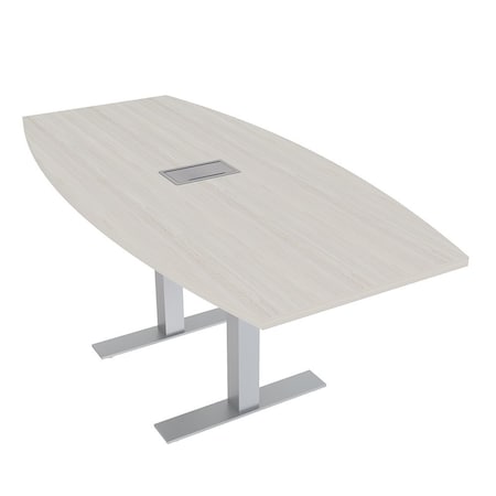 Skutchi Designs 6ft Conference Table With Power Unit | 6 Person Modular Boat Meeting Table | Harmony Series HAR-BOT-36X72-T-K458-ESIL
