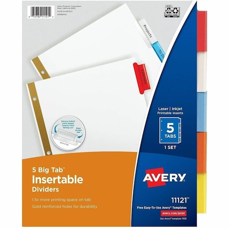 Avery reg Worksaver Big Insertable Tab Index Dividers, Multi AVE11121