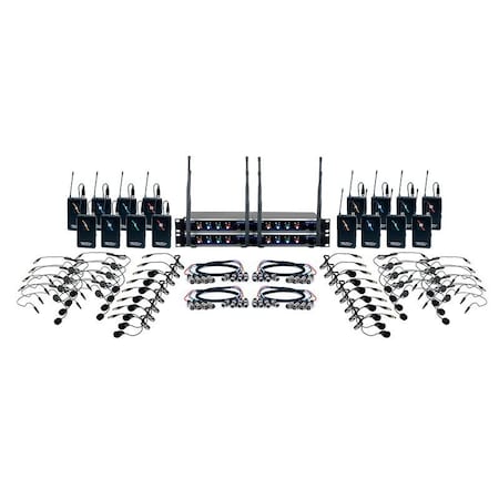 Vocopro 16 Channel UHF Wireless Headset & Lapel Mic System with Mic-On-Chip Technology Digital-PLAY-16