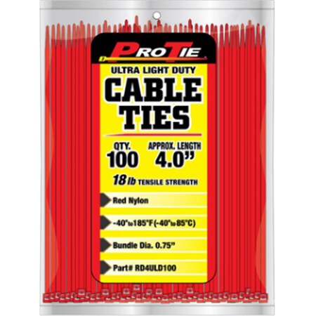 Favor Cable Tie, 4 in L, Yellow, Nylon 6/6, 18 lb Strength, 100 PK FA3338964