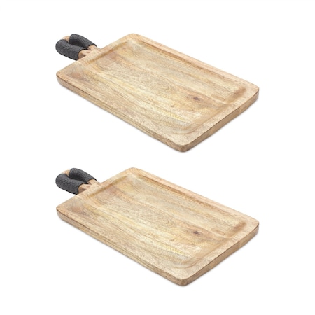 Homeroots Set of Two Brown Solid Wood Cheese Boards 516324