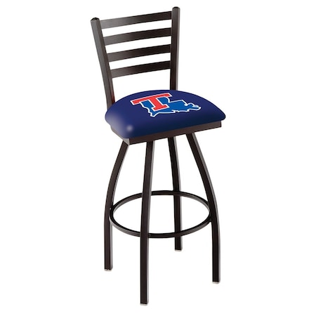 Holland Bar Stool Co 36" Blk Wrinkle Louisiana Tech Swivel Bar Stool, Ladder Back L01436LaTech