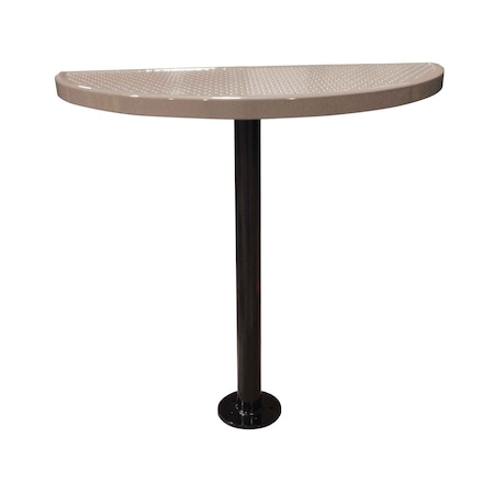 Leisure Craft Perforated Semi-Circle Pedestal Table, Portable, 40"H, Beige STAB40-PERF-BEIGE