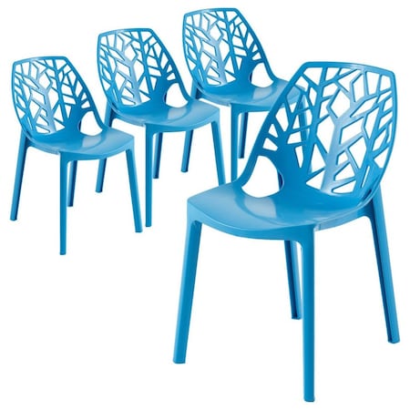 Leisuremod Modern Cornelia Dining Chair, Solid Blue, 4PK C18SBU4