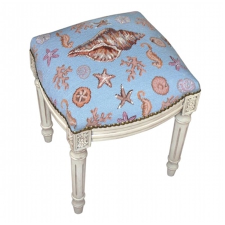 123 Creations Seashell Needlepoint Stool C701WFS