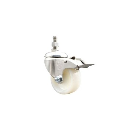 Service Caster 3 Inch 316SS Nylon Swivel 10mm Threaded Stem Caster Total Lock Brake SCC SCC-SS316TSTTL20S314-NYS-M1015