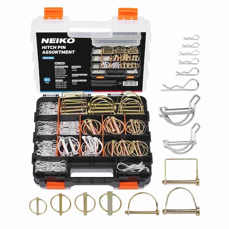 Neiko Trailer Hitch Pin Clip Set, 202 Pc O-Ring Locking Trailer Pin Clips, Zinc Plated 50418A