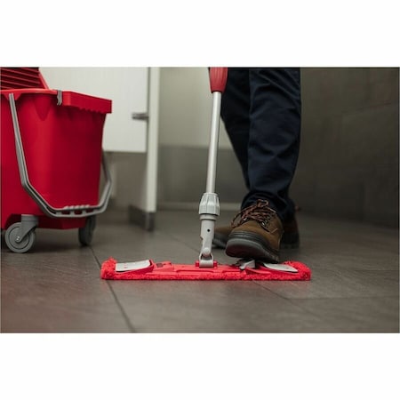 Unger 16 in L Flat Mop Pad, 16 oz Dry Wt, Clamp On Connection, Cut-End, Red, Microfiber MM40R