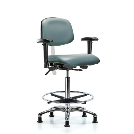 Blue Ridge Ergonomics Vinyl Clean Room Chair, Adjustable Arms BR-NCR-VHBCH-CR-T1-A1-CF-RG-8822