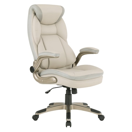 Office Star Products Exec Bonded Lthr Seating Office Chair, Taupe / Cocoa ECH17051-EC21