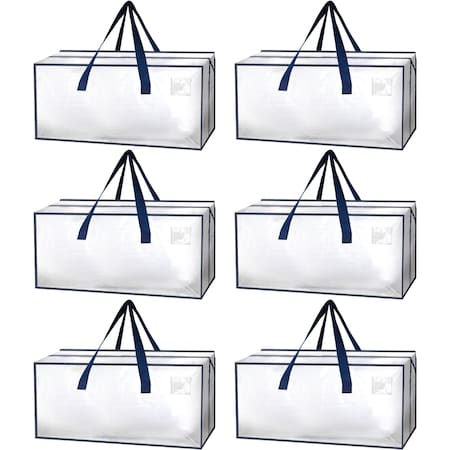 Simple Deluxe Extra Large Moving Bags with Backpack Straps, Strong Handles/Zippers, White, 6PK HKBAGXMOVING23WHTX6