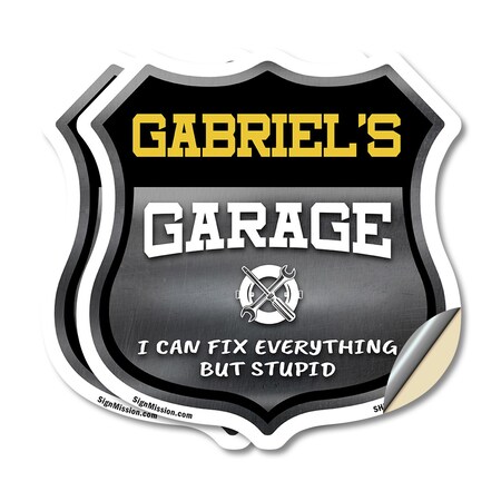 Signmission Gabriel's Garage I Can Fix Everything But Stupid, 12 inch X 12 inch, Vinyl Decal, 2PK SHI-D-2PACK-12-490-GABRIEL
