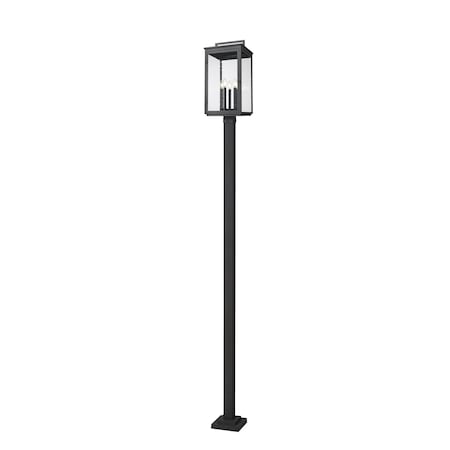 Z-Lite Hartwell 5-Light Outdoor Post Mounted Fixture, 12 in W x 119.25 H, Sand Black 5019PHXLS-536P-BK