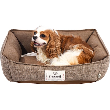 Simple Deluxe FluffyDream Dog Bed, Super Soft Calming Pet Bed with Pillow Edge, Suitable for Dogs Up to 30 lbs, 2 PTDBEDCUD2420TAN