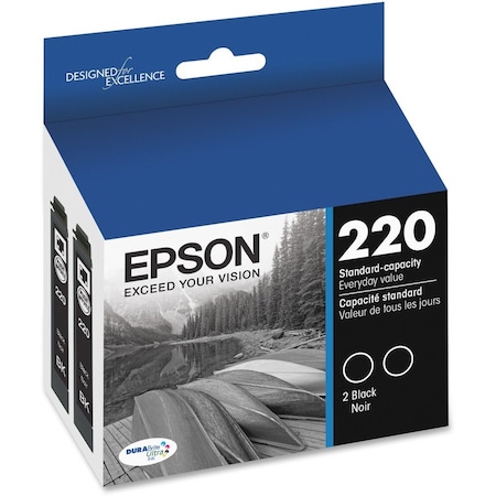 Epson 220 DURABrite Ultra Ink, Black, 2/Pk T220120D2
