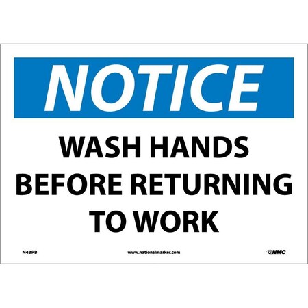 Nmc Notice Wash Hands Before Returning To Work Sign, N43PB N43PB