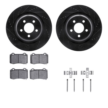 Dynamic Friction Co DFC Rotors-Drilled & Slotted-Black w/ 5000 Advanced Brake Pads Incl Hdw 8512-39122
