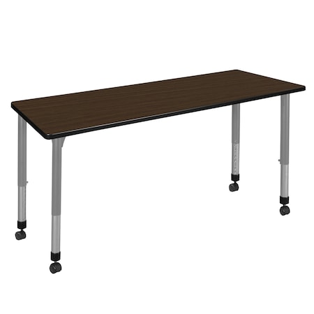 Regency Kee Height Adjustable Mobile Classroom Activity Table, 72 in W, 30 in L, Neo Walnut MT7230NWAPCGY